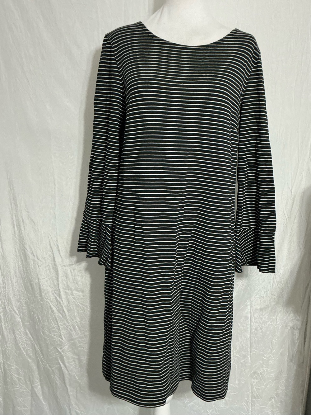 Madewell Long Sleeve Striped Dress in Black and White